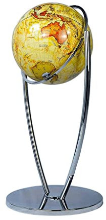 HRTC globus Creative Floor Standing World Globe Antiker Geografischer Globus Mit Silbernem Ständer 720 ° Drehbarer Großer Globus 16,5 Zoll Praktisches Lehrbuch