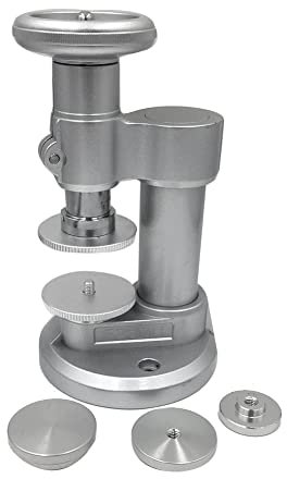 AREPAS ES25 - Prensa de tapa trasera de reloj atornillada + 12 moldes de plástico universal para reparación de relojeros, E25 plateado, E25