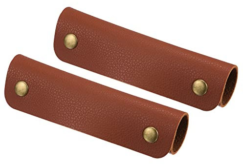 PATIKIL Gepäck Handgriff Verpackung 2 Pack PU Handtasche Griffe Abdeckung Beschützer Identifikator mit Verschluss für Koffer Einkaufen Einkaufstasche Dunkel Braun