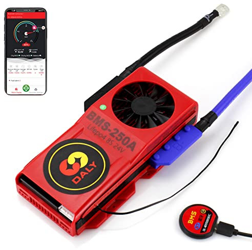 @tec DALY Smart BMS mit Bluetooth für 3.2V LiFePO4 Akkus 4S 8S 16S - Batterie Management System 12V 24V 48V (8S 24V 250A BT + Fan)