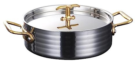 UGCER Shabu-Shabu-Topf aus 304 Edelstahl, Suppentopf, Meeresfrüchte-Topf, Eintopf mit Deckel und Griff für Induktionskochfeld, Gasherd und Elektroherd,20cm
