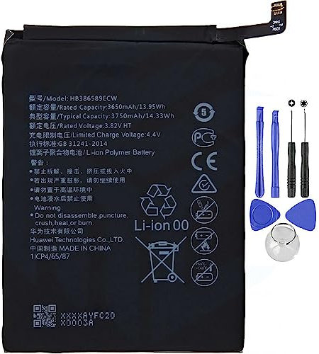 Akku kompatibel mit Huawei P10 Plus und Mate 20 Lite HB386589ECW mit hoher Kapazität 3750 mAh mit Schraubendreher-Set im Lieferumfang enthalten