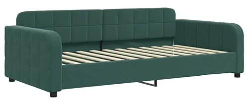 vidaXL Tagesbett, Gästebett 2-in-1, Sofabett Schlafsofa für Schlafzimmer Wohnzimmer, Bettsofa Sofa, Modernes Design, Dunkelgrün 100x200cm Samt