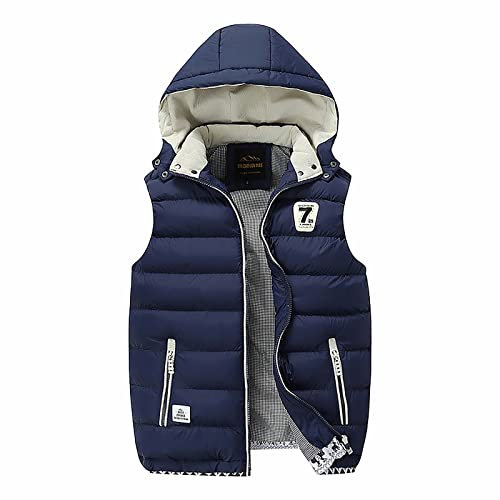 Generisch Herren Weste, Outdoor Jacke Herbst Reißverschluss Regelmäßige Weste Mit Vielen Taschen Fahrrad Arbeitsweste Softshell Lederweste Strickweste Teddy Schwarze (XL, Marine)