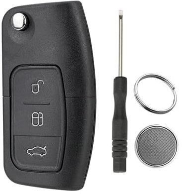 Schlüssel Gehäuse für Ford Focus Mondeo Fiesta Galaxy C Max S Max Modelle Mk7 Kuga Ka Mondeo Mk4 Galaxy mit Klinge und Schraubendreher und Schlüsselring mit Batterie