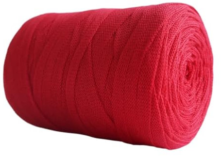 250 g/Rolle, flaches Stoffgarn, Handstrickmaterial, DIY, gewebte Tasche, Teppich, Stoffgarne, dickes Garn, Häkelzubehör (Farbe: 25 Rot)