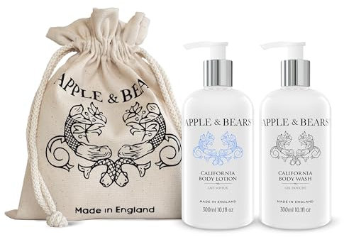 Apple & Bears California Luxury Gift Set - Body Wash & Lotion Each for Women & Men 300ml/10.1 fl oz