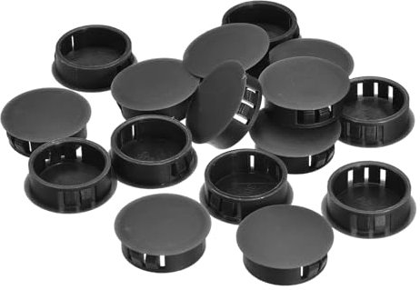 QUARKZMAN Bouchon de Trou en Plastique 30mm/1.18, 16Pcs Type Encastré, Cache Trou Bouchon de Verrouillage à Pression Ronde pour Meubles, Embouts d'Insertion de Panneaux, Noir