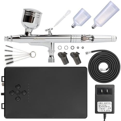 Kit Aerógrafo 55psi Multi-Funcional Aerógrafo Doble Acción Alta Potencia Compresor de Aire Plus Adecuado para Zapatos Ropa Modelo Tatuaje Uñas Arte Dibujo Decoración Pastel