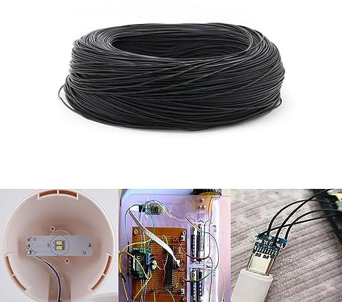 26 awg Electrical Wire Cable PVC Hook up Wires Stranded UL1007 Tinned Copper Wire Breadboard Wire Flexible and Soft for Electronics DIY - Black