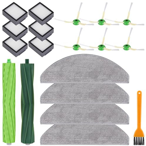 GreeSuit Accesorios de Recambios para iRobot Roomba Combo i5/i5+/j5/j5+, Kit Recambios Repuestos con 2 Cepillos Principales, 4 almohadillas de mopa, 6 Cepillos Laterales, 6 filtros, 1 Cepillo
