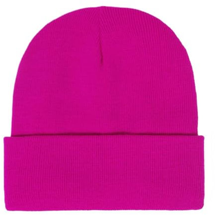 Damen Mütze Beanie für Frauen Strick Satin Gefüttert Wintermützen für Frauen Seide Gefüttert Beanie Cap Warme Beanie Mütze Herren Mode Hüte Französisch, hot pink, Einheitsgröße