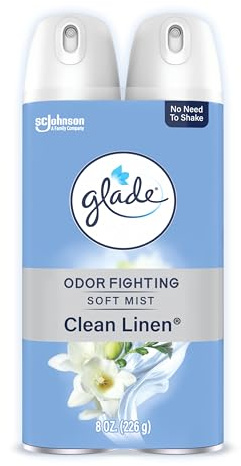 Glade Air Freshener Room Spray, Clean Linen Scent, Odor Fighting to Deliver Long Lasting Freshness, 8 Oz, 2 Count