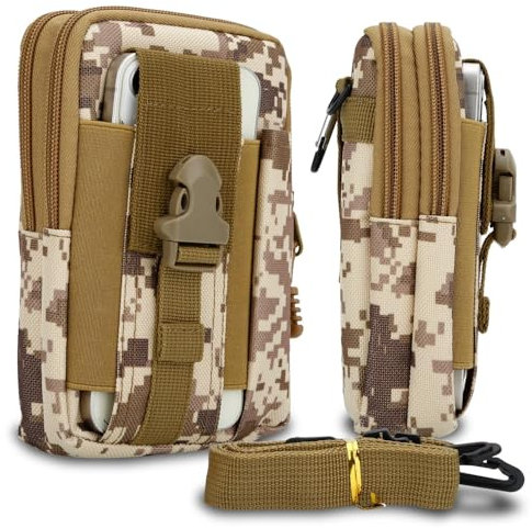 Cadorabo Taktische Handytasche in Camouflage BEIGE -Molle-EDC-Tasche kompatibel mit Apple iPhone 5C mit Schultergurt -Handyhalter, Militär Gürteltasche, Hüfttasche