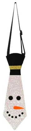 Blausky 1 Stück Krawatte,Weihnachtskrawatte aus Filz,Weihnachten Schlipse,Glitzerkrawatte,Krawatten mit Glitzerpulver,für Weihnachten Bühne Party Festivals,25 x 7.8 cm,Silbernes Schneemanngesicht
