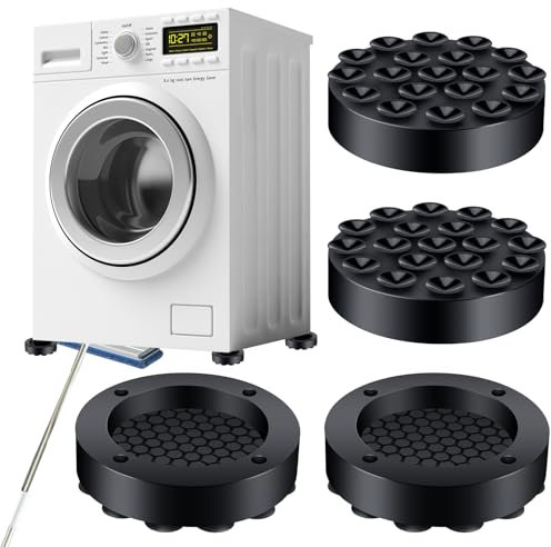 Amortisseurs De Vibrations Machine à Laver, 4 Pièces Tapis Anti Vibration Machine a Laver, Anti Vibration Forte Adsorption, Tapis Machine à Laver Anti Vibration pour Machine à Laver et Sèche Linge