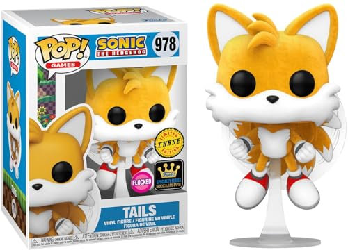 Funko Tails Flying Specialty Series + Pop Protector: Sonic The Hedgehog Pop! Games Vinyl Figure (Gift Set Bundled with ToyBop Brand Box Protector Collector Case) (Tails SS Flocked Chase)