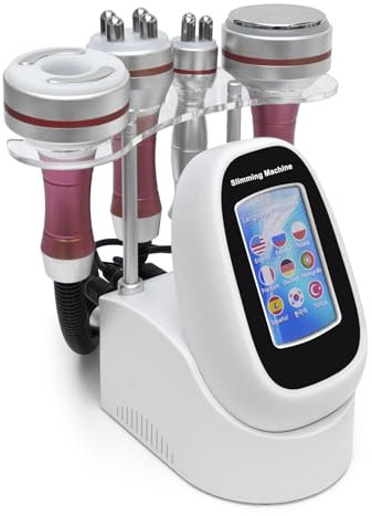 40K Cavitation 4 in 1 Body Shaper Radio Frequency Machine | Tripolar RF 4 Polar Vacuum Device for Weight Loss Wrinkle Removal | Beauty Spa Equipment for Neck Belly Face Silver Metal Handle