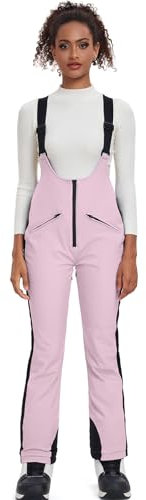 ALSOGO Damen Snow Bibs Isolierte wasserdichte Winddichte Skihose Overall Winter Snowboarding Hose Warmhalten Bequem Rosa S