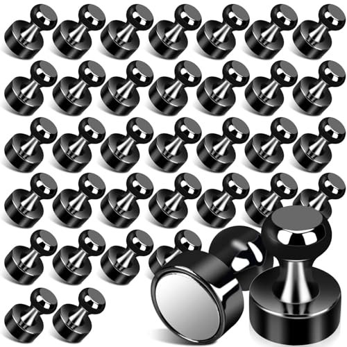 36pcs Black Fridge Magnets, Magnets for Whiteboard, Small Refrigerator Magnet s Strong Neodymium Magnet s, Meatal Push Pin Small Magnets for Crafts