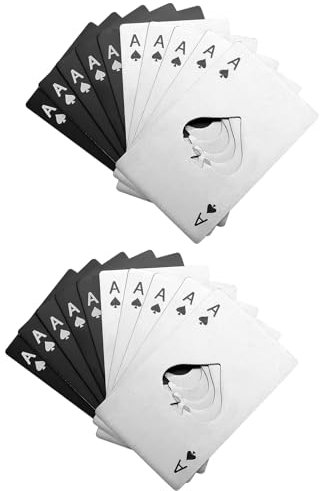 Flaschenöffner Set - Praktischer Bieröffner & Lustiger Flaschenöffner - Passt in die Brieftasche - Ideal als Geschenk für Papa - Bier, Soda, Backpulver & Poker - Schwarz & Silber (20, schwarz/weiß)