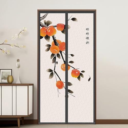 Insulated Door Curtain Magnetic, Cold Weather Door Curtain, Insulation Curtains for Winter, Heat Preservation and Windproof, Sound Insulation and Noise Reduction, Punch-free Installation(Persimmon,70*