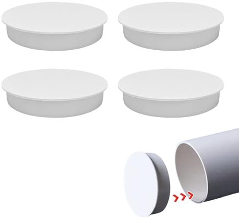 GUTERTOP 4 Stück Lüftungsrohr Abdeckung für Muffenstopfen DN 100- Rohrabdeckung 100mm Rohr Deckel Muffenstopfen DN100 PVC Abdeckkappe Lüftungsrohr Endkappe, UV-beständiger ASA-Kunststoff (Off weiß)