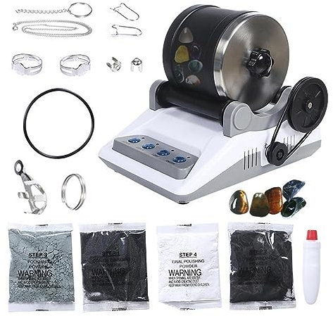 HEALBYBLE Rock Polisher Tumbler Kit Rock Tumbler et Adultes Rock Tumbler Kit Rotary Stone Polisher Cadeau for Adultes Enfants Géologie Passe-Temps,Utilisation Polyvalente