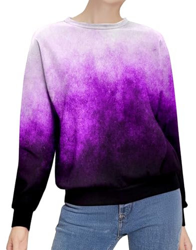 biJerou Langes Hemd Damen Herbstmode Lässig Rundhalsausschnitt, Langärmelig, Pullover, Streifendruck, Seitlich Geteilt, Dünne Blusen Pullover Mit Rundhalsausschnitt - Tunika Oberteile Langarmshirt