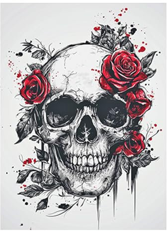 DCIDBEI Diamond Painting Schädel Rose 30x40cm Diamant Painting Bilder Skull Rose Daiments Painting Totenkopf Blumen DIY 5D Malerei Stickerei Diamond Painting Totenkopf Gothic Versuchung und Gefahr