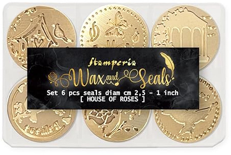 Stamperia - Set of Seals for Scrapbooking, Albums, Card Making, Bullet Journalling and More, Perfect for Personalised Stamping, Crafts, and Gifting (House of Roses) (6 Seals) (dia. 2.5cm)