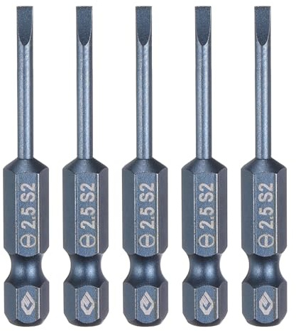 QUARKZMAN 5 Stück SL2,5 Schlitz Schraubendreher Bit Set mit 1/4 Sechskantschaft, 50mm Lang Flachkopf Schraubendreher Bits S2 Stahl Magnetische Blau Bohrer Werkzeug für Reparatur