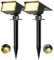 kolpop Luces Solares LED Exterior Jardin [2 Piezas/77 LEDs],3000K Cálido Luz Solar Exterior,Impermeable IP65,1800LM Focos Solares para Patio,Piscina,Macetas,Suelo,Calzada,Terraza,Césped,Carril