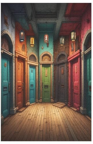Strange Colourot Doors Holzpuzzle - 1000 Teiliges Jigsaw Knobelspiel - Puzzle Für Erwachsene & Kinder - Outdoor & Reisespielzeug （78×53cm）