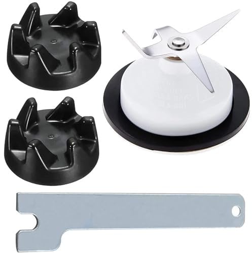 DEMULAX Blender Replacement Parts, for KitchenAid, 4 Leaf Blender Blade and Blender Coupler with Spanner Blender Lid Blade