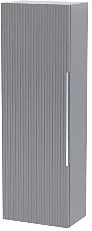 Balterley Tall Bathroom Storage Cabinet, Single Door Soft Close with Finger Pull Handles Tall Narrow Cupboard, Wall Hung Slim Bathroom Storage Unit, Slimline Cabinet - 400 x 253 x 1200mm (Grey)
