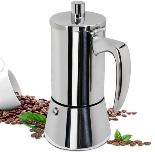 Supvision Thickened Moka Pot 304 Stainless Steel Italian Espresso Coffee Maker Stovetop CoffeeMakers (12 Cup)