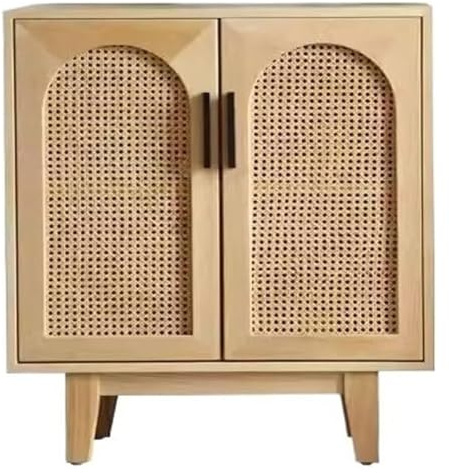 SHEDIE Stilvolles Esszimmer-Sideboard, einfaches Massivholz-Rattan-ESS-Sideboard, nordisches Zuhause, Wohnzimmer, Küche, Aufbewahrungsschrank(S:80CMX35CMX90CM)