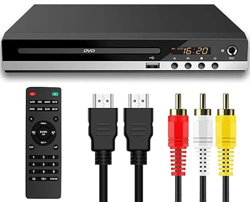 KONGMM DVD Player Full-HD-DVD-Player 1080P High-Definition-CD-/EVD-/VCD-Player mit AV- und Ausgangsmikrofon