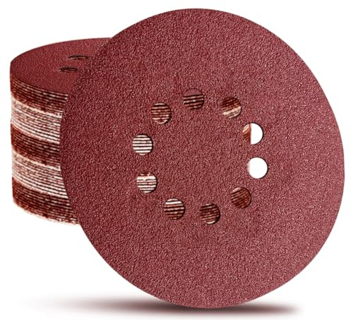 13pcs 225mm Sanding Discs 9 Inch 10 Hole Sanding Discs for Drywall Sander - 13pcs 240 Grits Hook and Look Discs Sandpaper Sander Paper