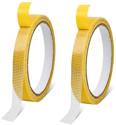 DIPZO DOPPELSEITIGES STOFFKLEBEBAND 1cm x 10m x 2 Rollen, Starkes Klebeband für Kleidung, Vorhänge und Teppiche, Rückstandsfrei