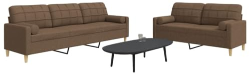 ChicAbode 2-TLG. Sofagarnitur mit Dekokissen Braun Stoff