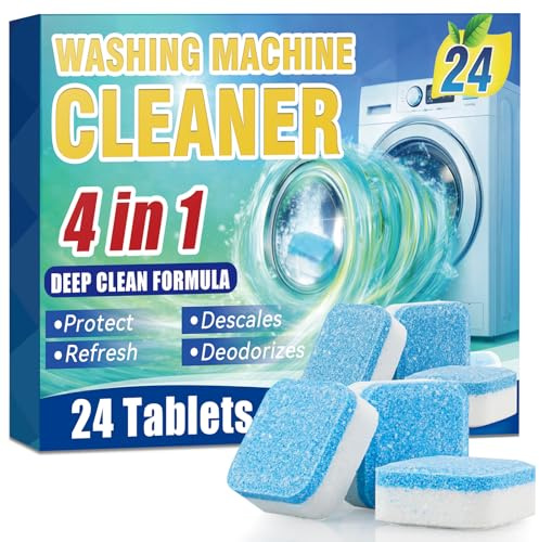 Washing Machine Tablets, 24 Pack Washing Machine Cleaner Deep Clean for HE Top Load & Front Loader Washer Cleaner, Washing Machine Descaler Clean Inside Drum and Laundry Tub Seal