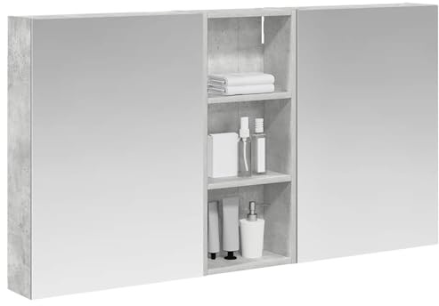 vidaXL Badezimmerschrank-Set 3 pcs 130 x 14,5 x 70 cm Holzwerkstoff, Badezimmer-Schrank, rechteckiger LED-Spiegel, moderner Wand-Organizer, praktischer Platzsparer