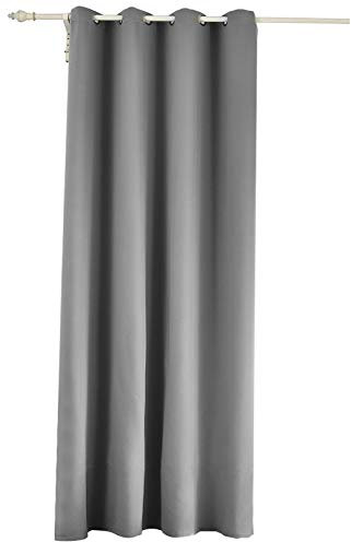 WOLTU 2er Set Gardinen, Vorhang für Wohnzimmer Kinderzimmer, mit Ösen, Leicht & Weich, Wärmeisolierend, 140 x 225 cm, Dunkelgrau