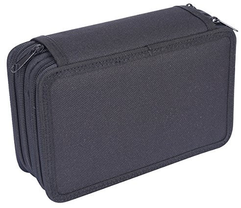 Mäppchen Reissverschluss,iSpchen Mäppchen Multi Layer DREI Schicht Design einfach Mädchen Bleistift Multicolor Pinsel Tasche Schwarz EINWEG
