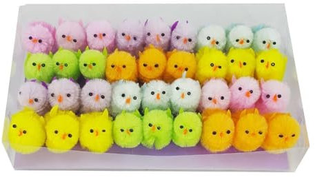 36 Stück Ostern Chenille Küken Osterhut Dekoration Kuchen Dekoration, Polyester, mehrfarbig, 1.5INCH