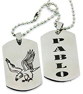 Regalo Grabado 2 Placas Militar de Acero grabadas (Grabado en Las 2 Caras)