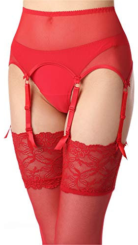 Merry Style Damen Strumpfgürtel MS10191GA (Rot2, L)