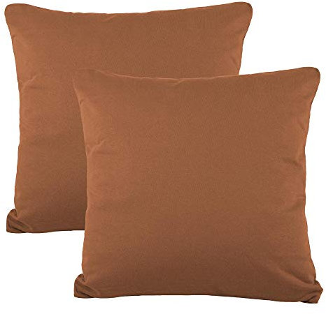 CelinaTex BeNature Kissenbezug Doppelpack 50 x 50 cm kastanien braun Baumwolle Dekokissen Bezug Jersey